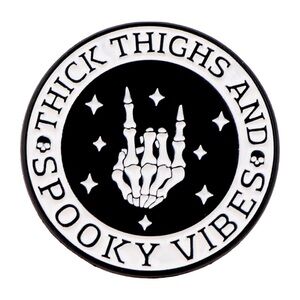 Black and White Spooky Vibes Pin
